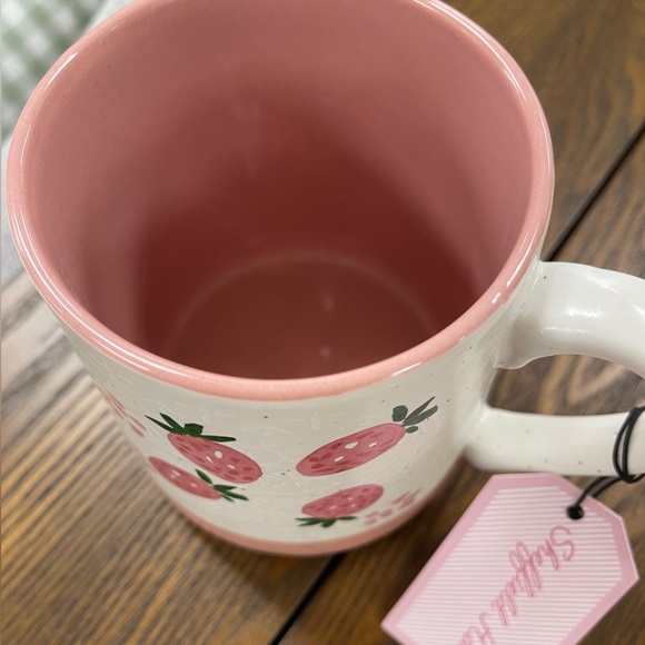 Pink Strawberry Ceramic Mug with Pink Interior NWT - Picture 2 of 3
